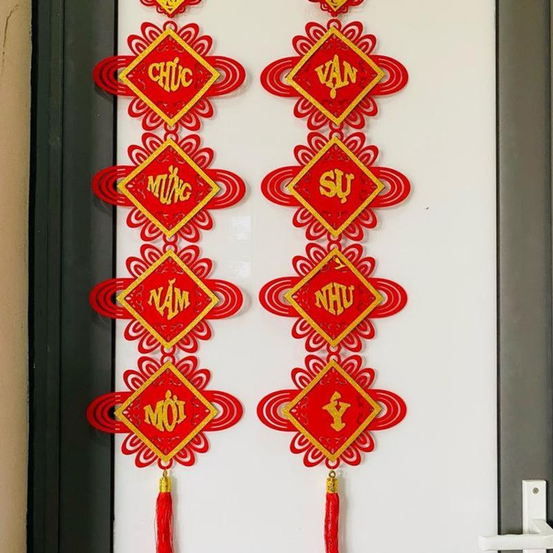 Đôi Khánh Vuông Nhung Trang trí Tết