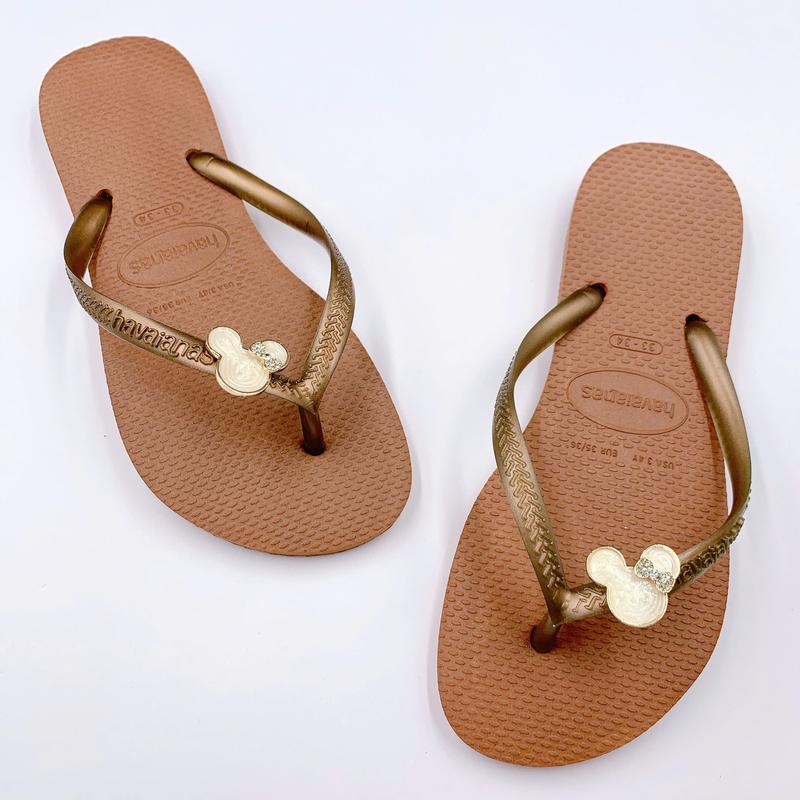 Dép  Havaianas Nữ Slim Gắn Kèm Charm Mickey Milk - Từ Brazil - Cao su non tự nhiên, chống trơn trượt - Thu Hường Havai 6