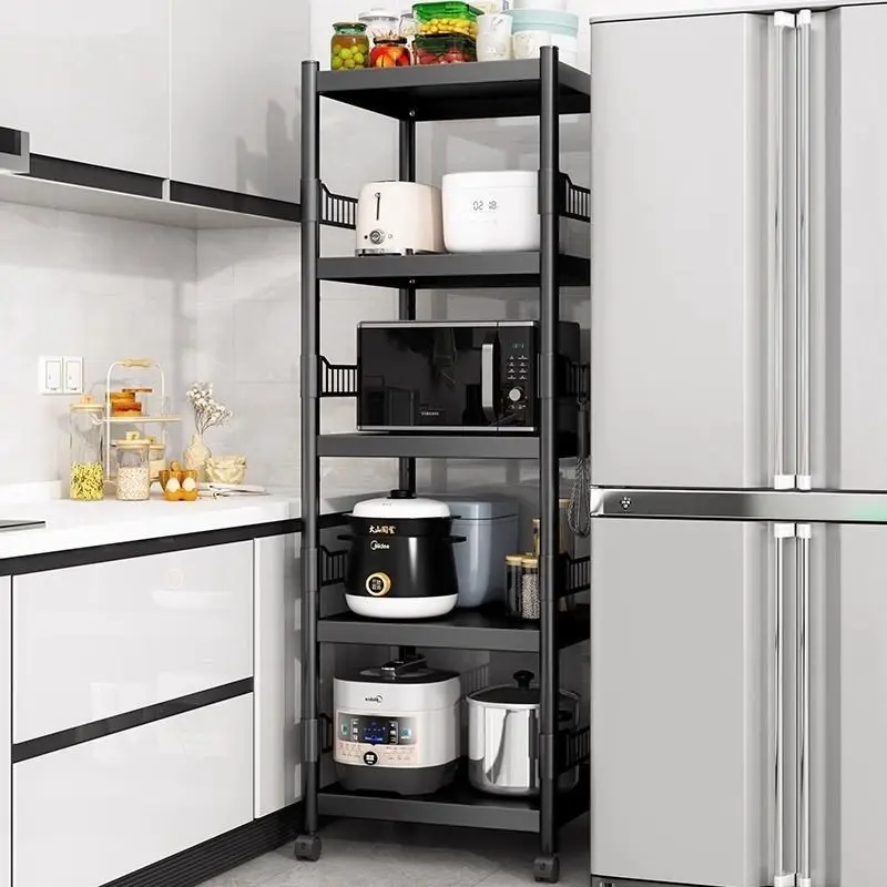 【SG Sellers】Kitchen Rack Adjustable Gap Storage Rack Household Floor Multi-Layer Microwave Rack Movable Pot Shelf Storage Shelf Vegetable Rack Multi-layer Kitchen Shelf Movable Kitchen Rack