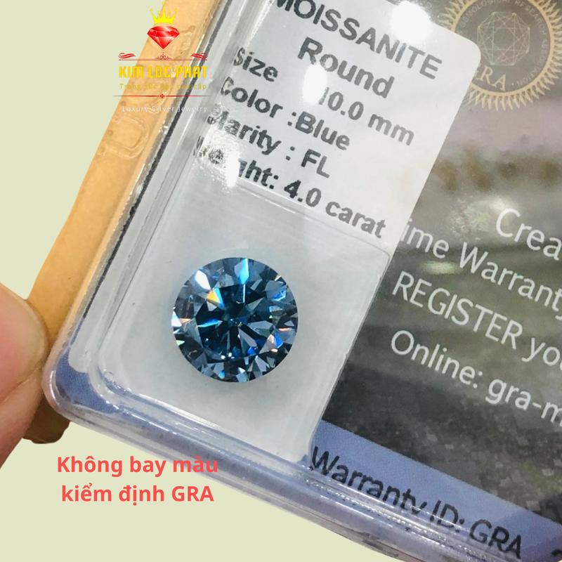 Đá Moiss Anite Màu Blue 58G từ 4li-8li1 không bay màu Có Kiểm định G.R.A dùng Để thay Bông Tai hoặc Nhẫn Vietnam Moissanite 1