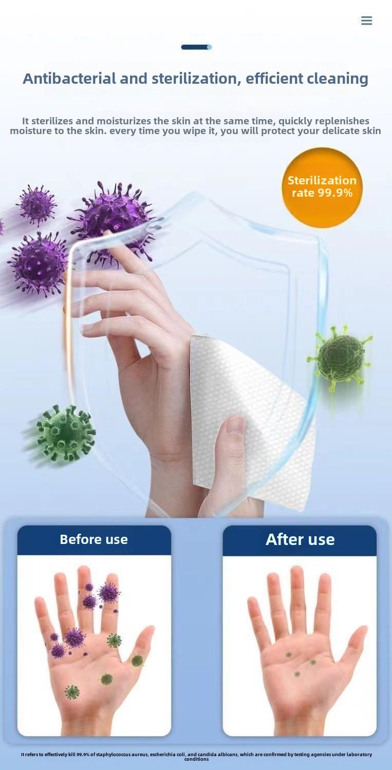 Product Introduction of "75% Alcohol Disinfecting Wipes 80-Pack |   Sanitizing for Home & Office Surfaces |   Bulk Antibacterial Wet Wipes with Portable Design" 5