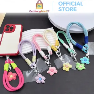 ( Gemilang Mart )Phone Strap Bunga Aksesoris H1171 Gantungan Handphone Charm Kunci Liontin Flower 3D Tali HP Lanyard Universal