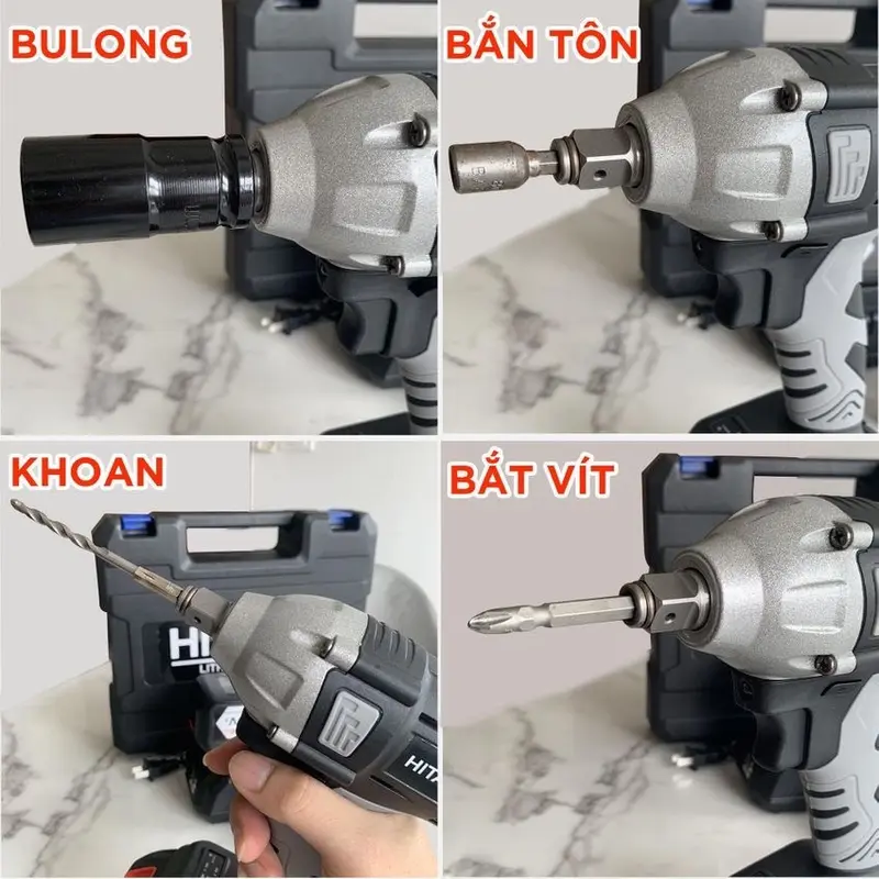 ￼Máy siết bulong pin hitachi 199v động cơ không chổi than lõi đồng 100% chân pin phổ thông ( BẢO HÀNH 6 THÁNG ) 4