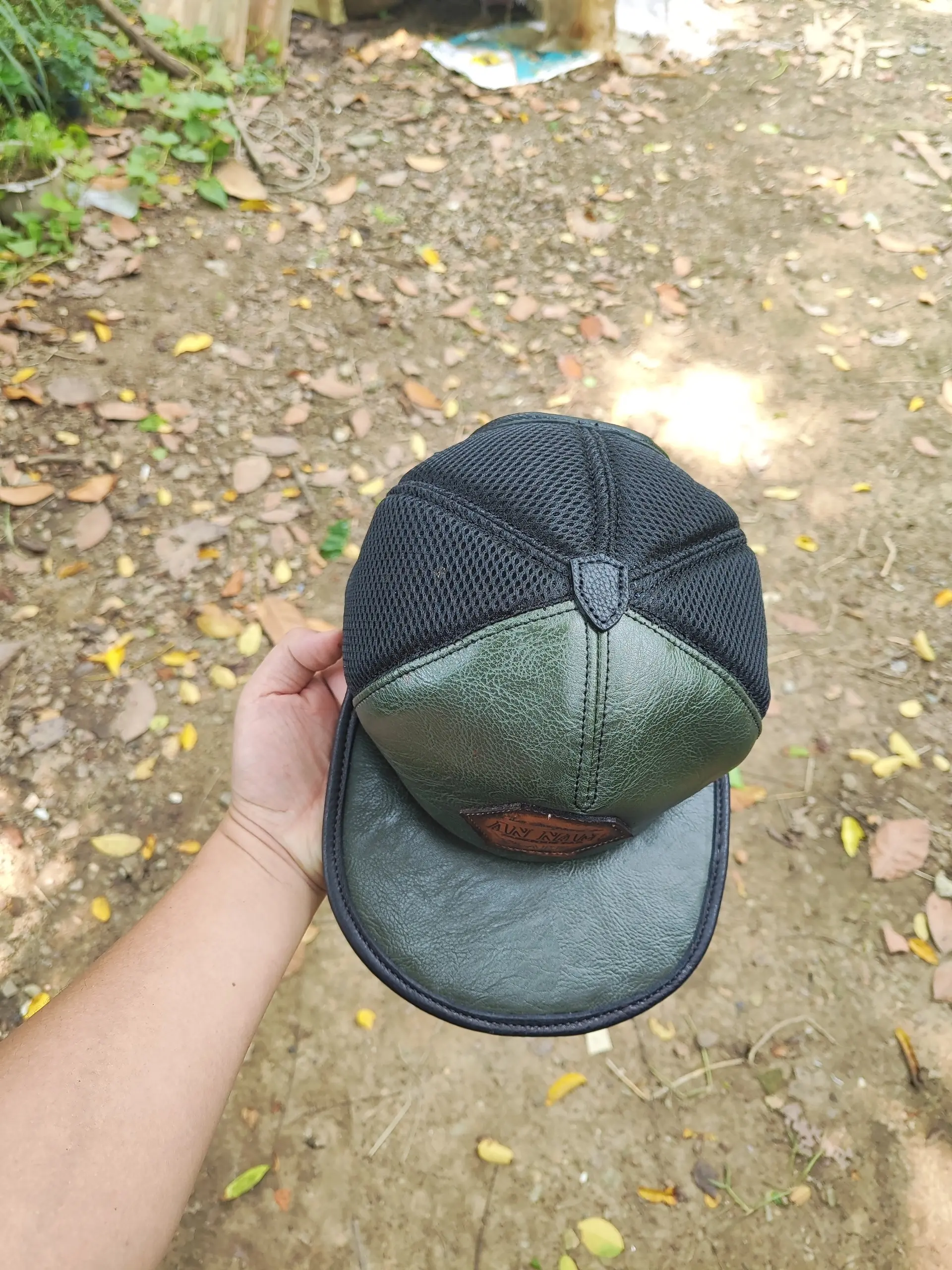 MŨ LƯỠI TRAI DA KẾT HỢP LƯỚI XANH RÊU CÁ TÍNH Cap Hat