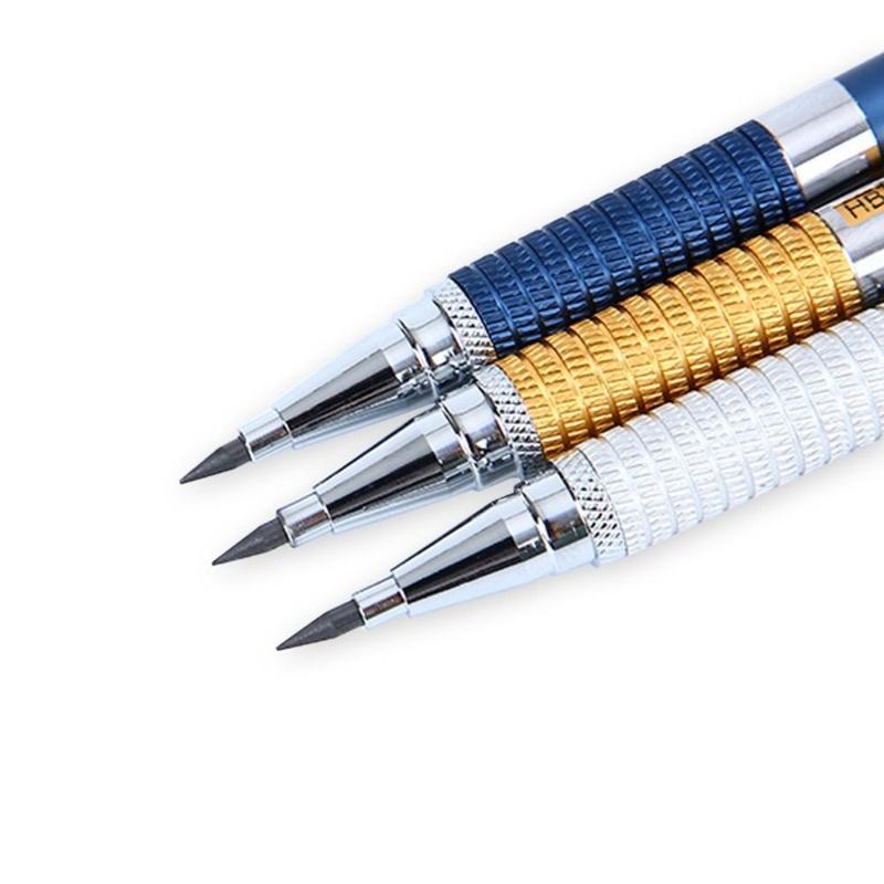Bút chì Cơ kim loại, thiết kế đơn giản, trọng lực thấp, 2,0MM, bút chì đẩy, bút chì di chuyển, thích hợp cho đồ dùng văn phòng và trường học 5