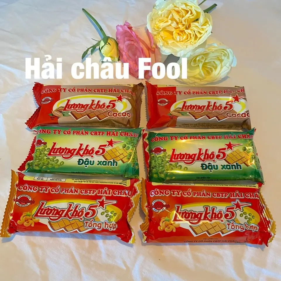 Combo 30 Gói Lương Khô Hải Châu 3 Vị Ca cao/đậu xanh/tổng hợp Thơm Ngon Bổ Dưỡng Tốt Cho Sức Khỏe