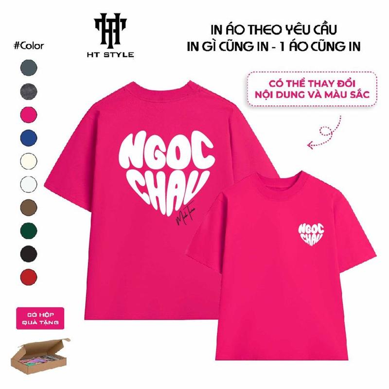 [ÁO IN THEO YÊU CẦU] Áo cotton 1oo% 250gr in tên hình trái tim theo yêu cầu full box 3