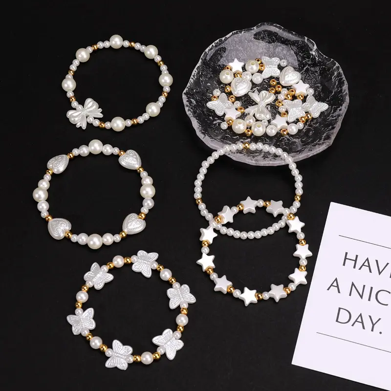 Bộ Hạt Ngọc Trai Giả, 10 Món, Hộp Đựng Hạt Rời, Dây Hạt Vỏ Sò, Vòng Tay Hạt, Phụ Kiện Trang Sức Hạt, Bán Chạy Nhất Xuyên Biên Giới Diy chủi  đeo vòng tay  nữ 3
