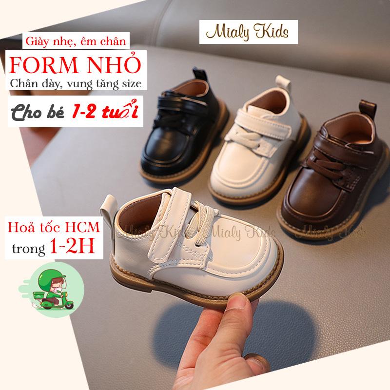  Giày bé trai từ 9-18 tháng Gìay da công tử lịch lãm cho bé trai Giày da PU đế cao su mềm tập đi cho bé 