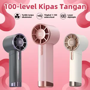 COD Mini Kipas Angin Turbo Strong Wind 100 Gear Wind Super Speed Kipas Angin Turbo Speed Kipas Angin Digital Display Adjustable Portable