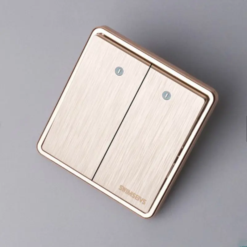 Dunia Lampu Saklar / Sakelar Lampu Emas Gold Brushed / Sakelar Lampu Abu Space Gray  1/2/3 Gang Electrical Switch Tembaga 4