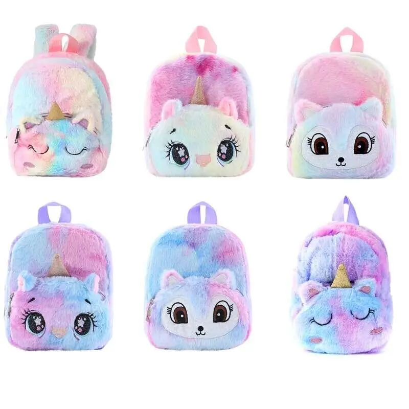 Unicorn Furry Backpack Plush Sparkg Kid Girl Small School Kindergarten Cute Winter Christmas Children Adjustable Bag Gift