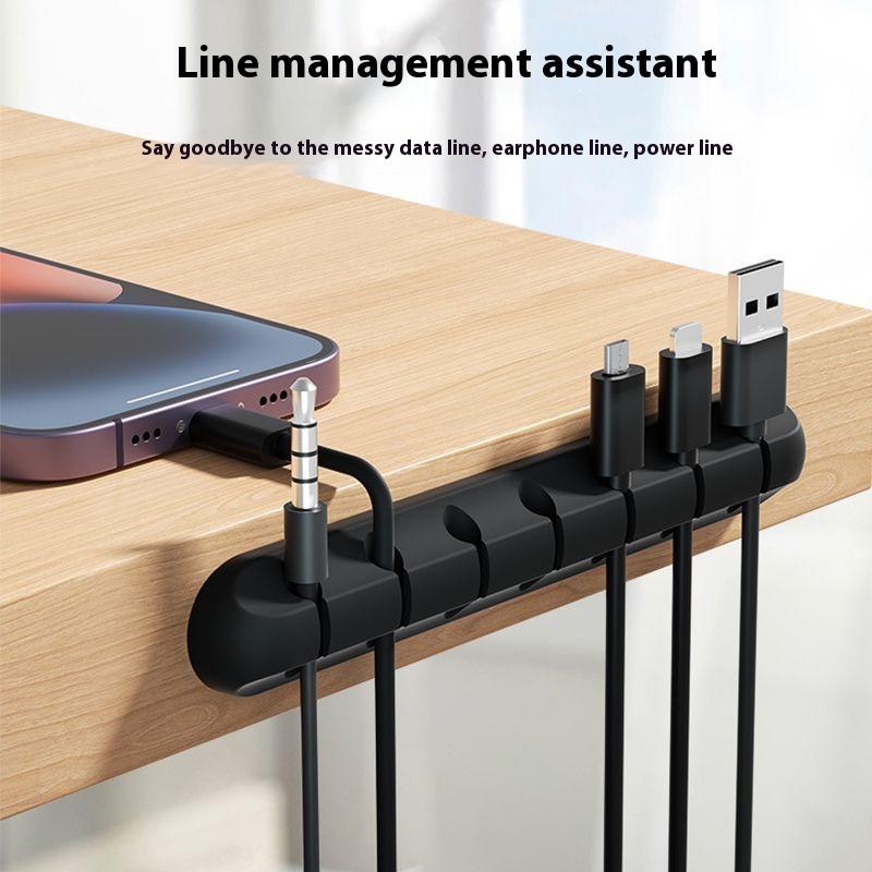 ที่จัดระเบียบสายชาร์จ Mouse Keyboard ขนาด 2 pieces-4/ 6  ช่อง  เดสก์ท็อปออแกไนเซอร์ data cable organizer ที่เก็บสายชาร์จ สายหูฟัง  สายเคเบิล 0
