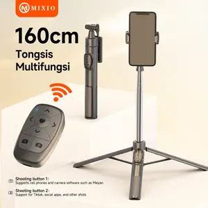 MIXIO A35 - 160CM Tongsis Remote Bluetooth Stainless Steel Selfie Stick Camera/Ringlight Tripod