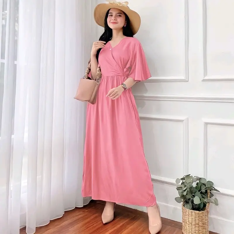 Paket 3pcs Daster Kimono Long Busui Motif Belah Samping Panjang Bumil Katun Rayon 2