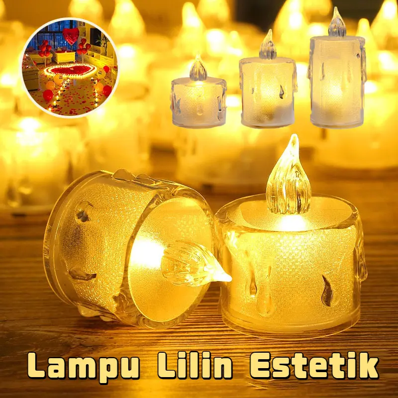 2/4PCS Lampu LED Bentuk Lilin Bahan Akrilik Kristal Tanpa Asap / Lampu Dekorasi Kamar / Lampu Lilin Elektrik Pesta Pernikahan