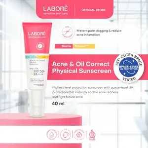 [Best Sunscreen by US Dermatologist] LABORÉ Sensitive Skin Care BiomeProtect™ Acne & Oil Correct Physical Sunscreen SPF50+ PA++++ 10ml 40ml - Acne Sunscreen Hijau Pertama Perlindungan Terkuat dari UVA UVB Aman Tidak Aneh Skincare Face SS Labore Sensitif