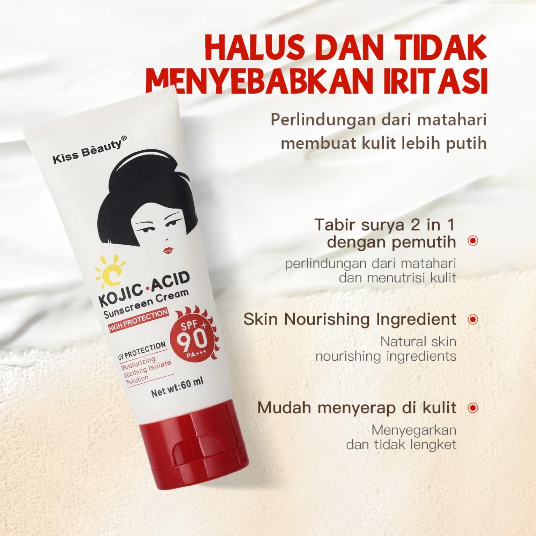 【Bpom】Kiss Beauty SPF90 PA+++ Kojic Acid Sunscreen Krim Tabir Surya Wajah & Badan 60g Antioksidan Vitamin C Teh Hijau Perlindungan UV Repair Moisturizing Skin 【Bpom】Kiss Beauty SPF90 PA+++ Kojic Acid Sunscreen Krim Tabir Surya Wajah & Badan 60g Antioksidan Vitamin C Teh Hijau Perlindungan UV Repair Moisturizing Skin