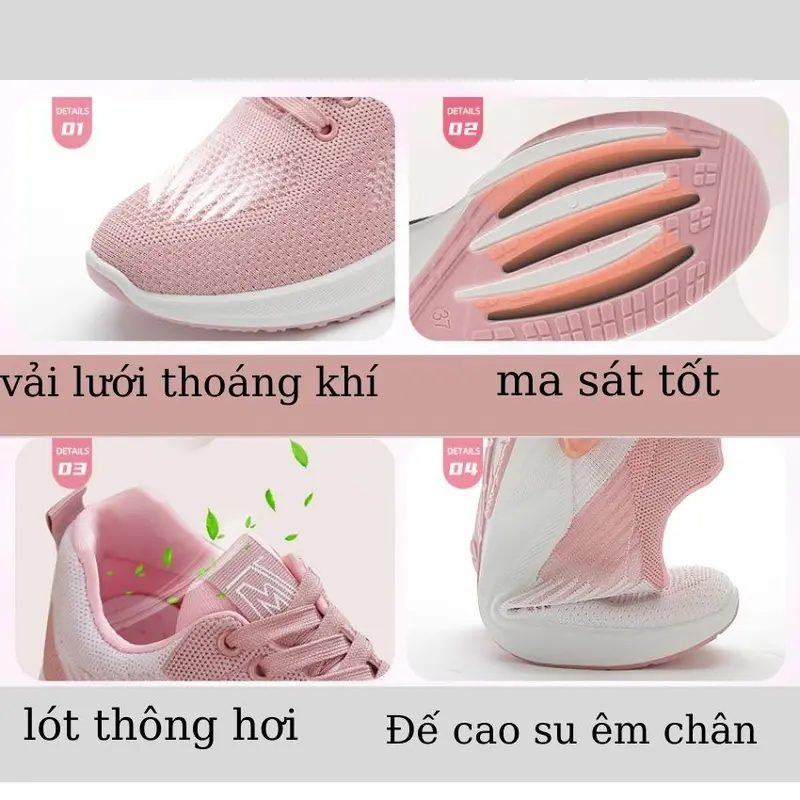 giày thể thao nữ êm chân bằng vải thông hơi thoáng khí sử dụng đa năng đi học đi làm,đi chơi đều được SUNO SHOP   Sneaker 4
