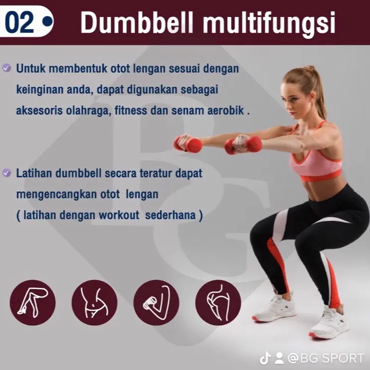 BG Sport Mini Dumbbell Neopren Alat Latihan Olahraga Beban Gym Fitness Otot Barbell Mini Beban 1Kg (1pcs) 4