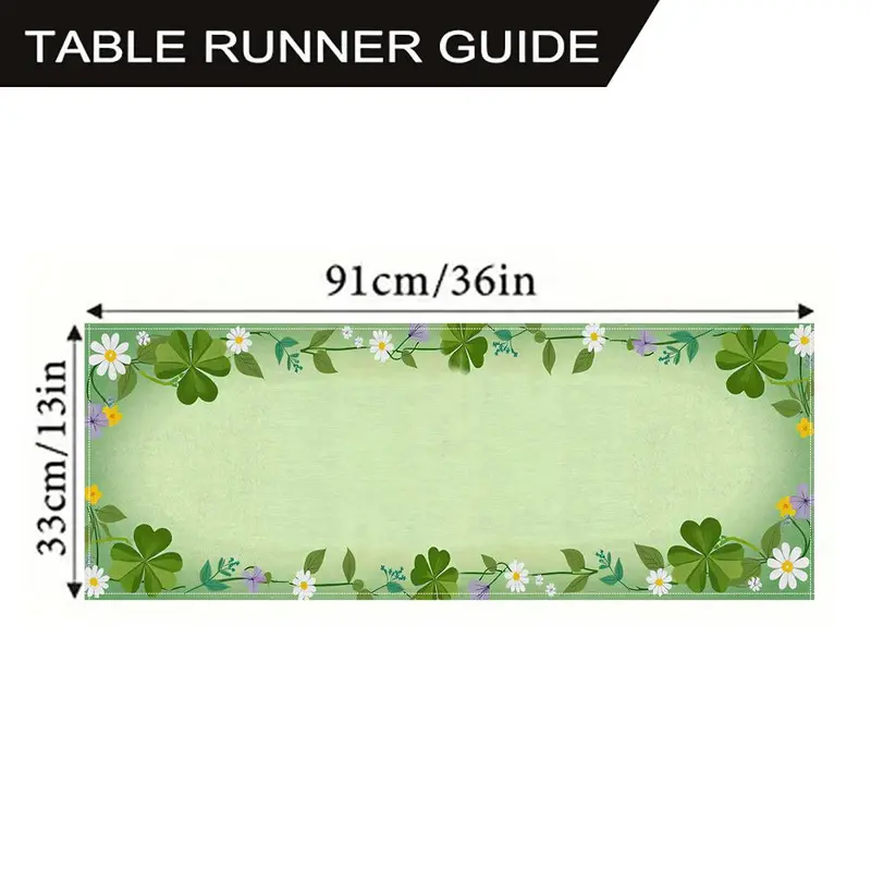 Clover & Daisy Pattern Table Runner, 1 Count Nature Inspired Design Table Runner, Table Decoration Supplies for Home Kitchen Dining Room 2