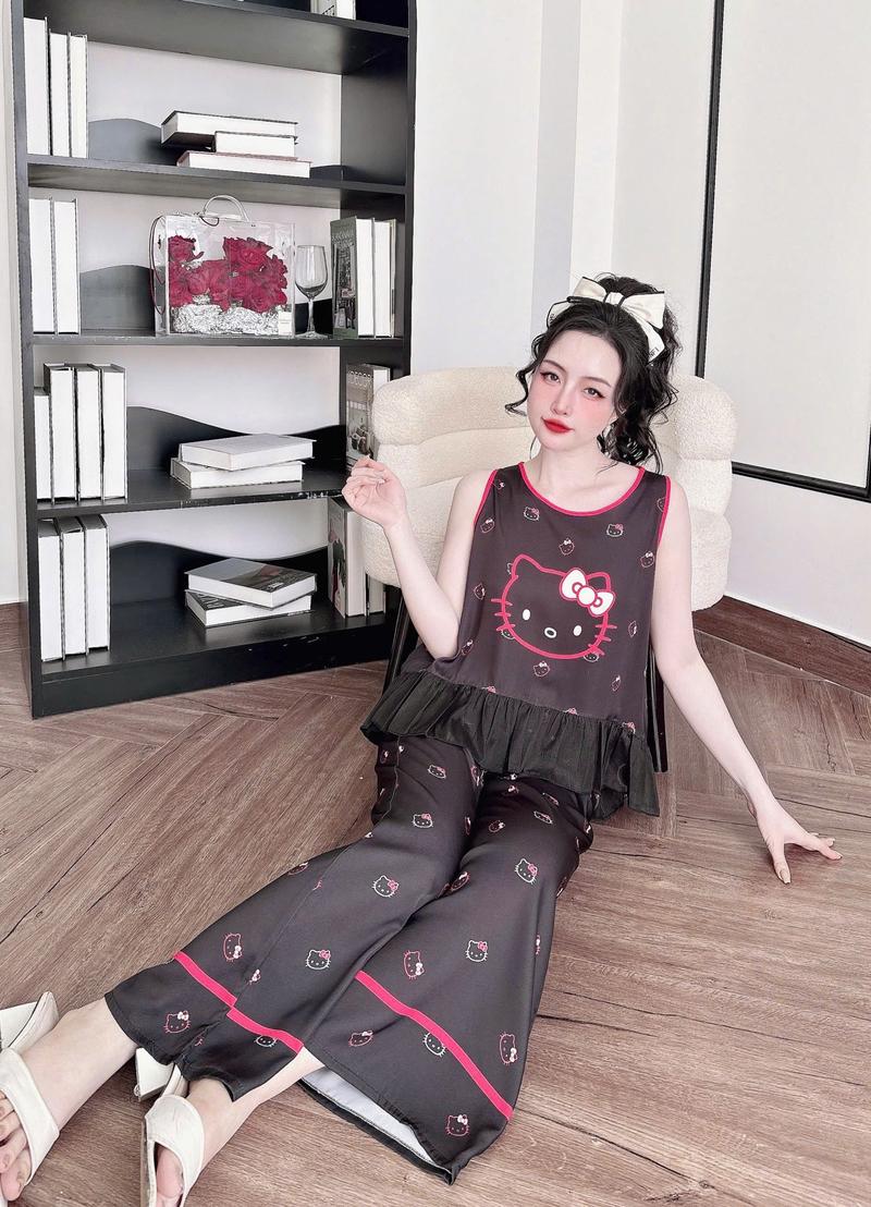 Product Introduction of Đồ bộ nữ dễ thương thiết kế tay sát nách form baby doll tiểu thư chất lụa latin tơ tằm mịn mát freesize dưới 60kg 8