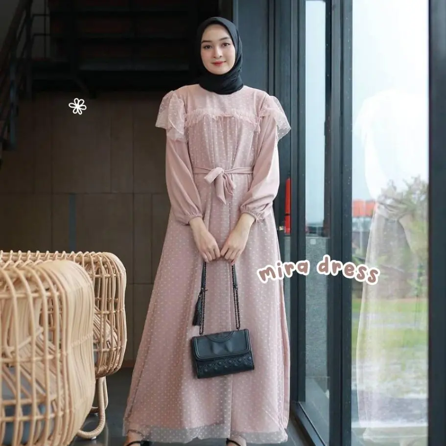 MIRA DRESS tile dotty gamis kondangan