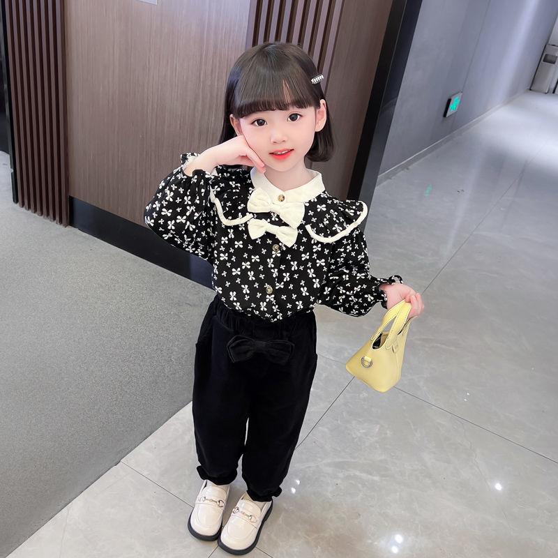 Bộ Đồ Mùa Thu Cho Bé Gái, Hợp Xu hướng, Phong Cách Mới Nhất, Thời Trang Phong Cách Phương Tây, Bộ Đồ Hai Mảnh Vải Nhung Kẻ Thường Ngày Cho Bé Gái, 2024 Hàng Mới Về 5