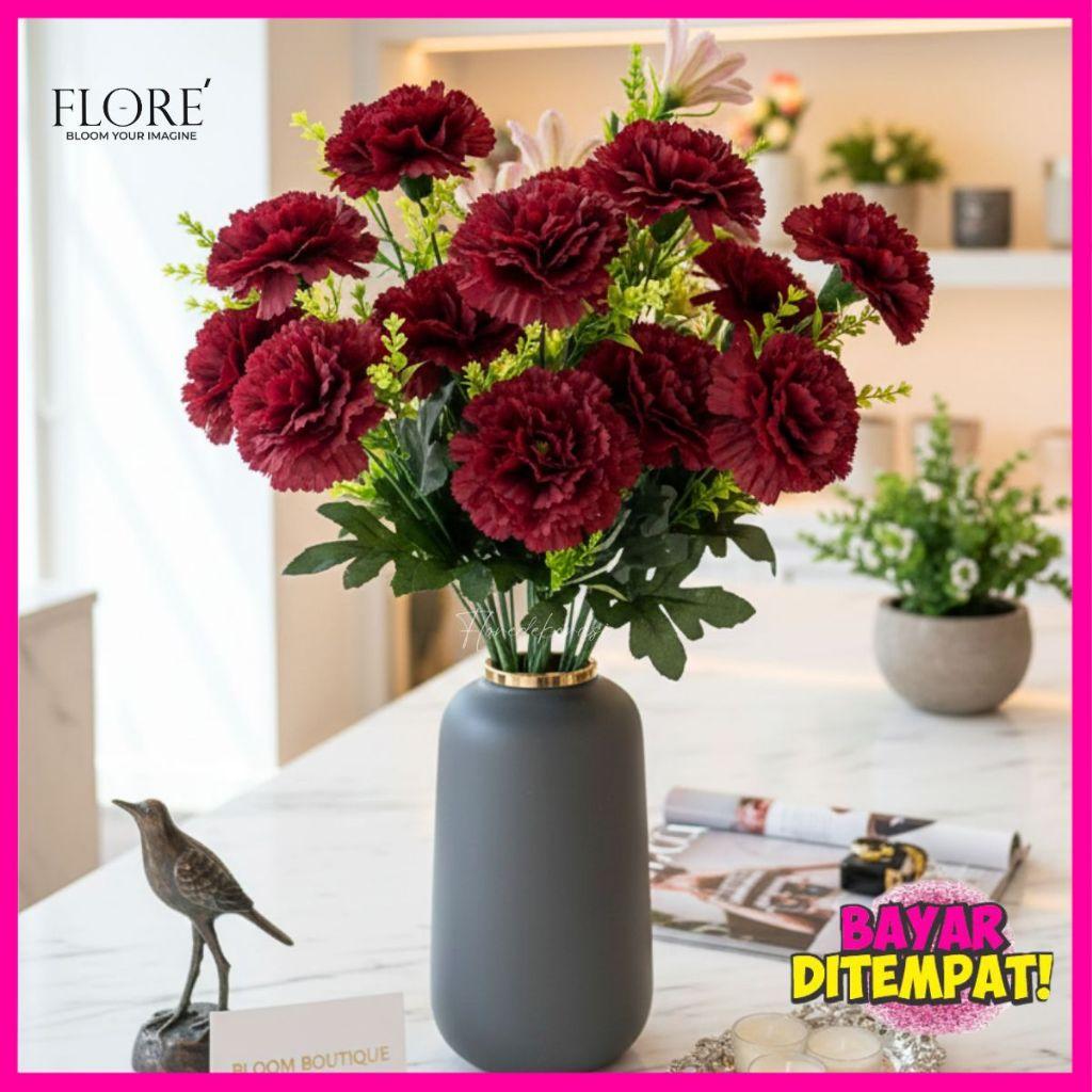 Bunga Anyelir Artificial 5 Cabang/Bunga Dekorasi Pernikahan 35cm