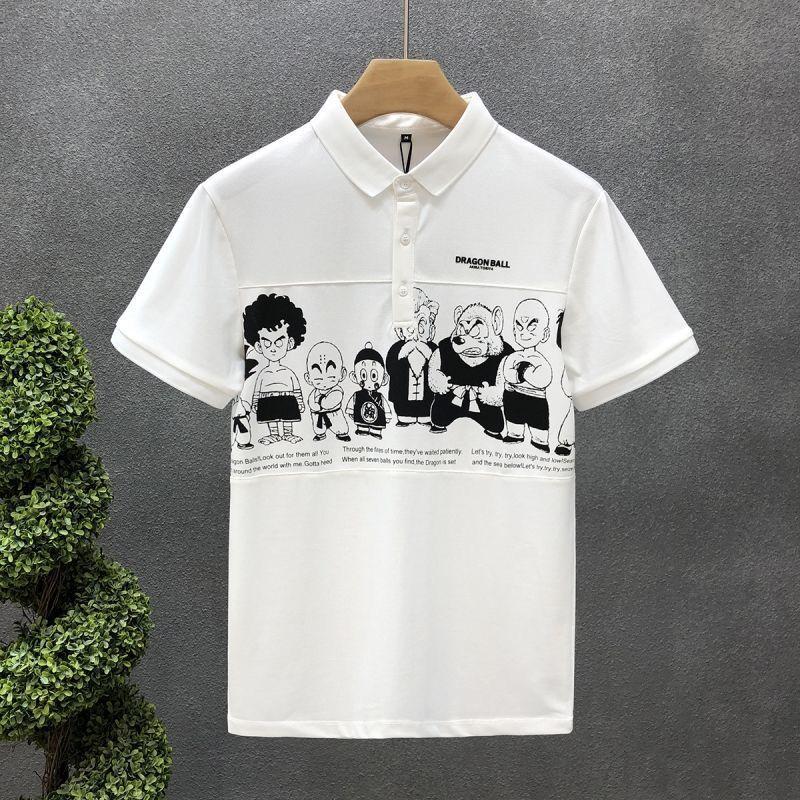 Product Introduction of 2023 Summer New Trendy, Personalized and All-Match Top Trendy Men's Polo Shirt Cartoon Printing Lapel T-shirt 7