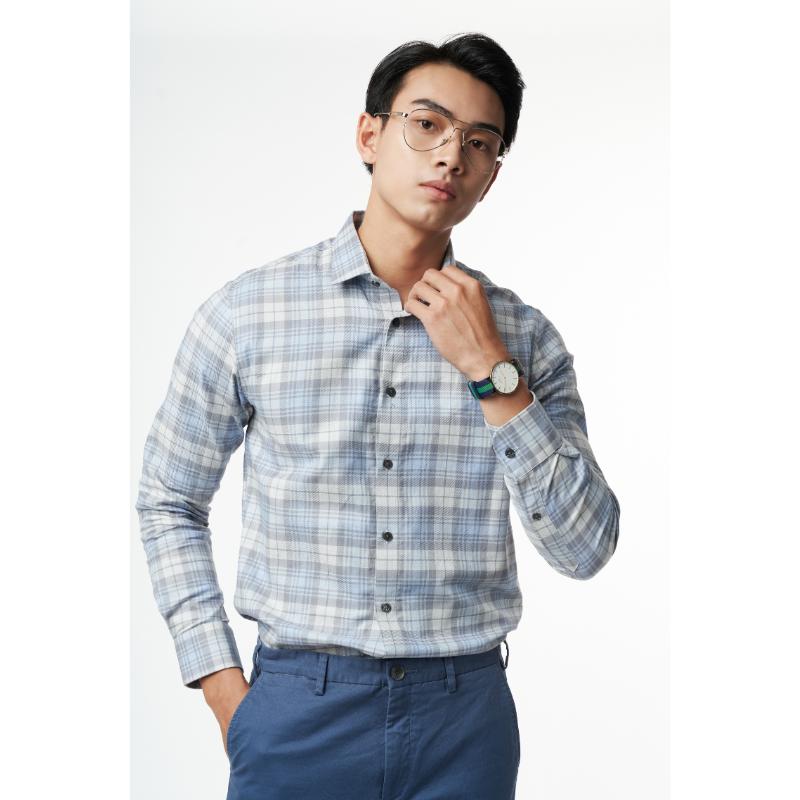 Áo Sơ Mi Caro Melange Nam Cotton Chống Nhăn Tự Nhiên N&M Thương Hiệu NINOMAXX 2110033 2