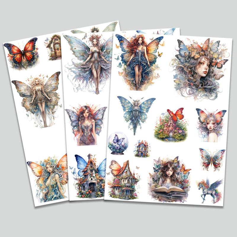 Cartoon Butterfly & Figure Pattern Sticker, 96pcs/set Waterproof Self Adhesive Decorative Sticker, Decor Sticker for Diy Scrapbooking Gift Greeting Card Water Bottle Laptop Phone 8
