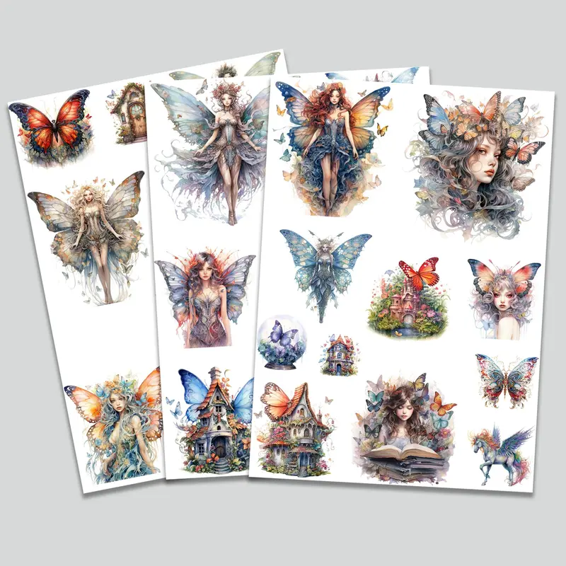 Cartoon Butterfly & Figure Pattern Sticker, 96pcs/set Waterproof Self Adhesive Decorative Sticker, Decor Sticker for Diy Scrapbooking Gift Greeting Card Water Bottle Laptop Phone 8