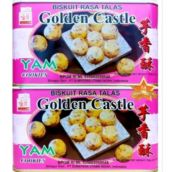 GOLDEN CASTLE YAM COOKIES VEGETARIAN 700gr | BISKUIT KELADI IMPORT MALAYSIA