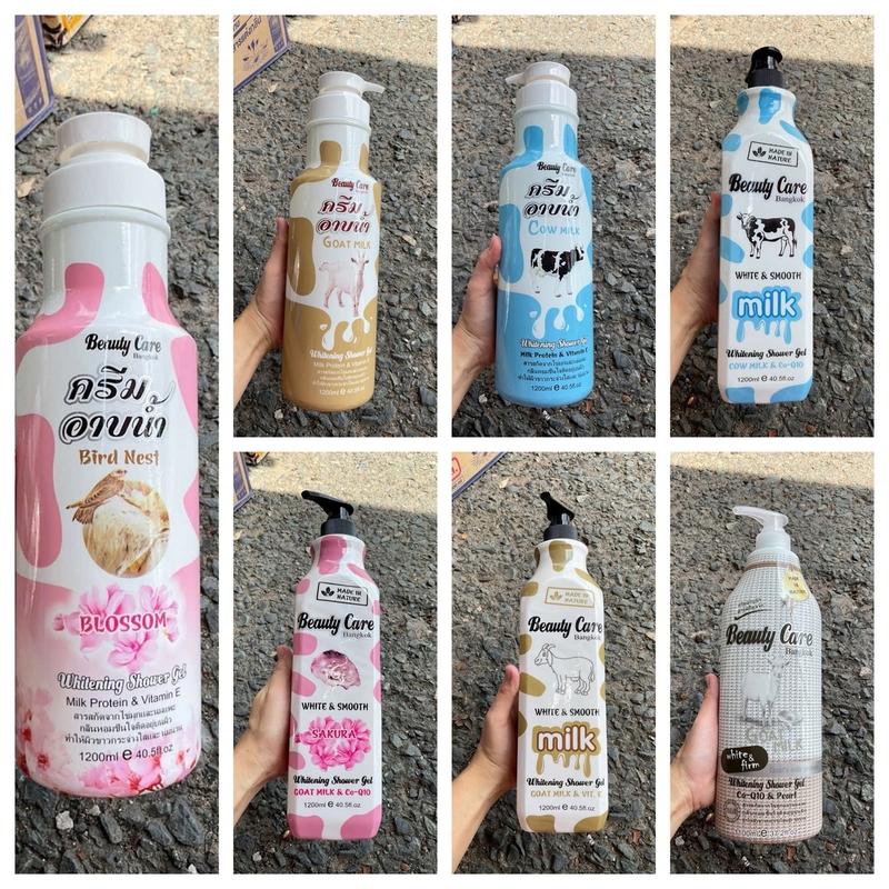 Sữa Tắm Trắng Da Bò,Dê,Tổ Yến Beauty care Thái Lan 1200ml Dưỡng Body