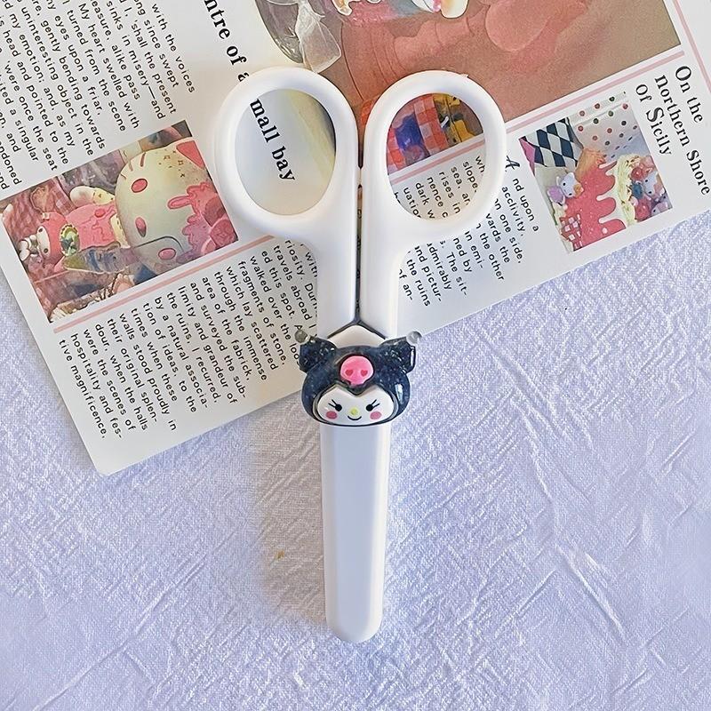 Sanrio Kuromi Cinnamoroll Melody DIY Hand Made Scissors Kawaii Children Safety Silicone Shell Kid Stationery School Supplies Gift 9