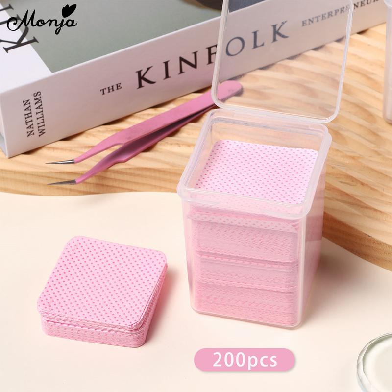 Monja 200pcs/Box Lint Free Nail Wipes Nail Polish Remover Cotton Wipes UV Gel Tips Remover Cleaner Paper Pad Nails Polish Art Cleaning Manicure Tools 6