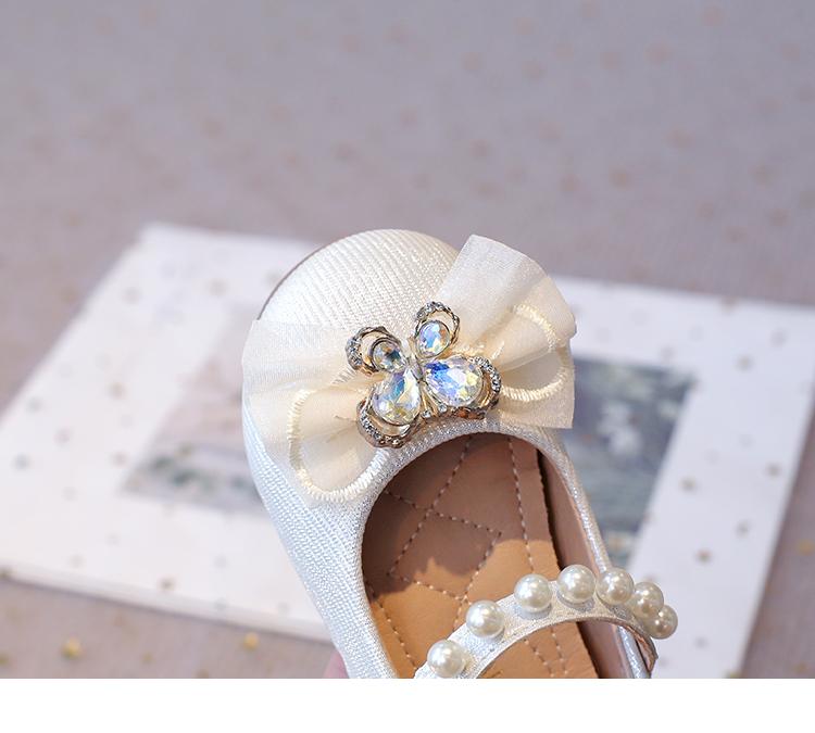 Product Introduction of Toddlers Girls Leather Shoes with Crystal Butterfly Kids Dress Shoes for Wedding Party Children Princess Flats Bow-knot Sweet 18