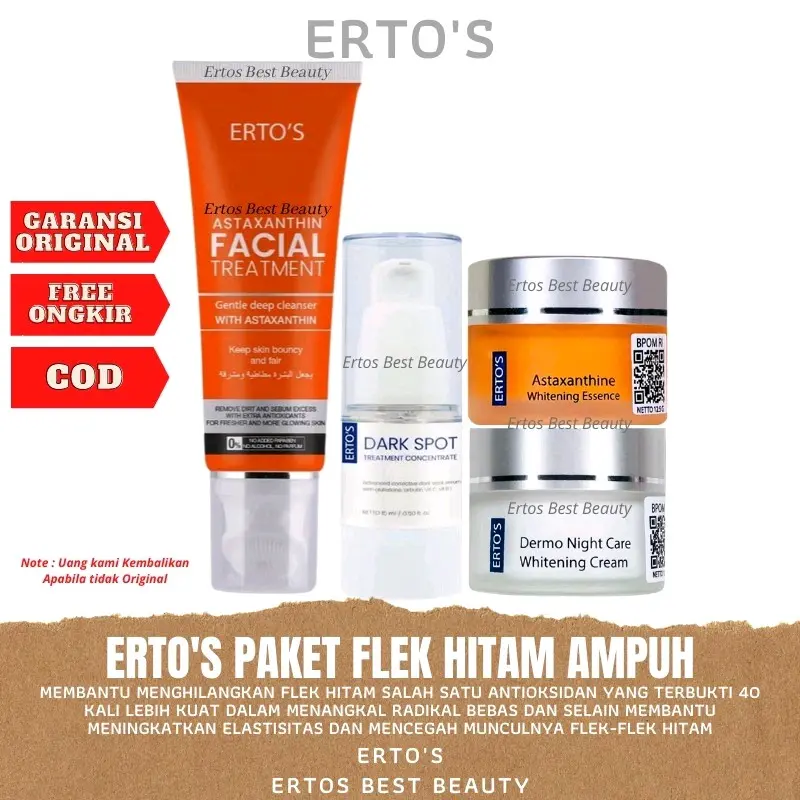 Ertos Paket Flek Bintik Hitam Ampuh  4IN1 ( Ftn Ast, Dark Spot, Night Cream, Astaxanthine ) 1