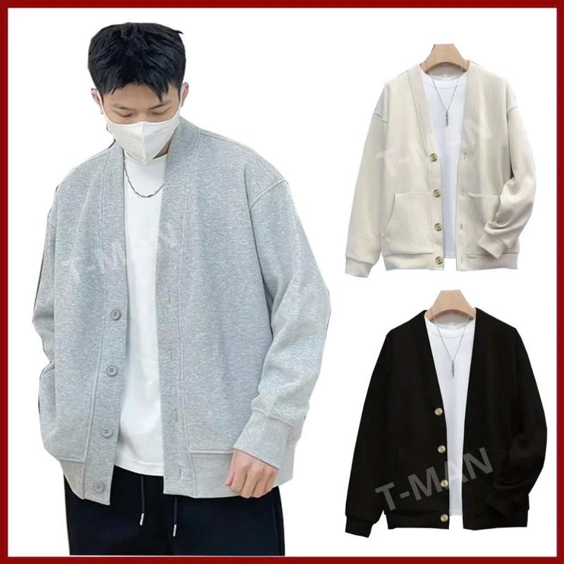 Áo Khoác Cadigan Trơn Xuất Dư , Áo Nỉ Bông Basic Nam Nữ Mặc Cực Chất Locabrand Jacket Trắng Menswear