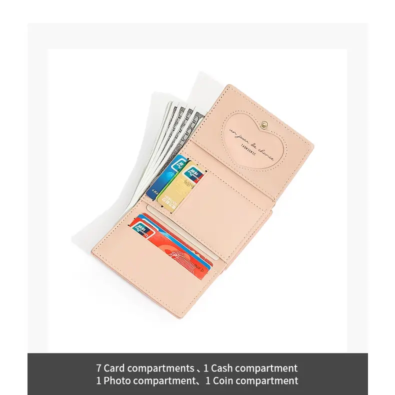 JIUFENG Dompet Lipat Bifold & Trifold Lucu Wanita Versi Korea Kartun PU Kreatif Dompet Koin Mini 4