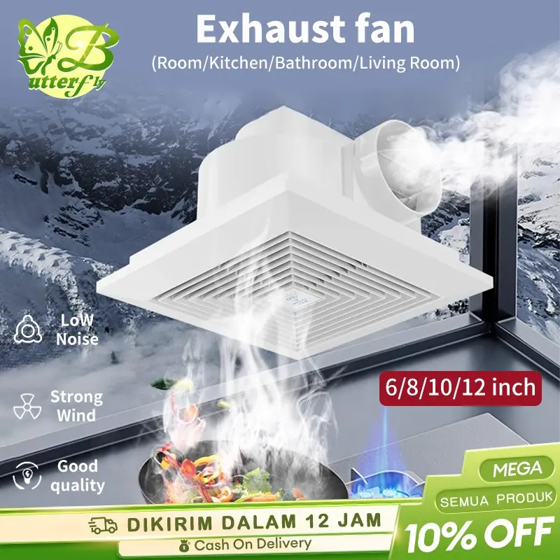 Ducting Exhaust Fan Plafon kipas angin blower atap 10 inch Dinding TanpaTutup/Ducting Exhaust Fan Plafon 8 Inch Kipas Blower