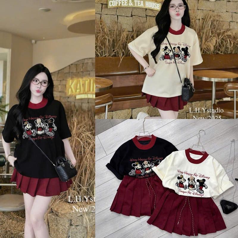 ( Hoạ tiết phụ kiện thêu xù chuẩn) Sét Váy Hoạ Tiết Chữ Thêu Phụ Kiện Phôí Cổ Bo Chân Váy Xếp Ly Chất Umi Dầy Dặn Dành Cho Nữ Mặc Đi Chơi Sang Chảnh by T.LINH STORE 68