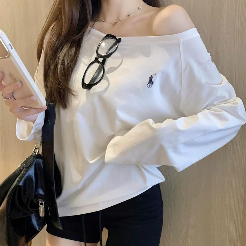 Product Introduction of Áo thun Dài Tay Nữ Lệch Vai In Hình ANHSTORE, chất 100% cotton 4 chiều cao cấp, phom rộng cá tính - Top Nữ - Women áo  lệch áo  ngang Nhung Cổ Tròn 21