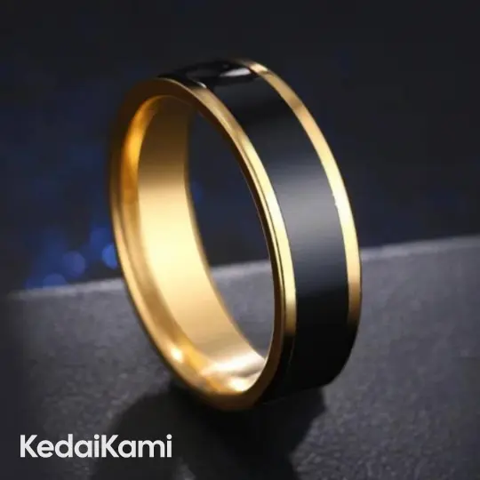 CINCIN TITANIUM PRIA WANITA COUPLE STAINLESS STEEL HITAM LIST EMAS 2