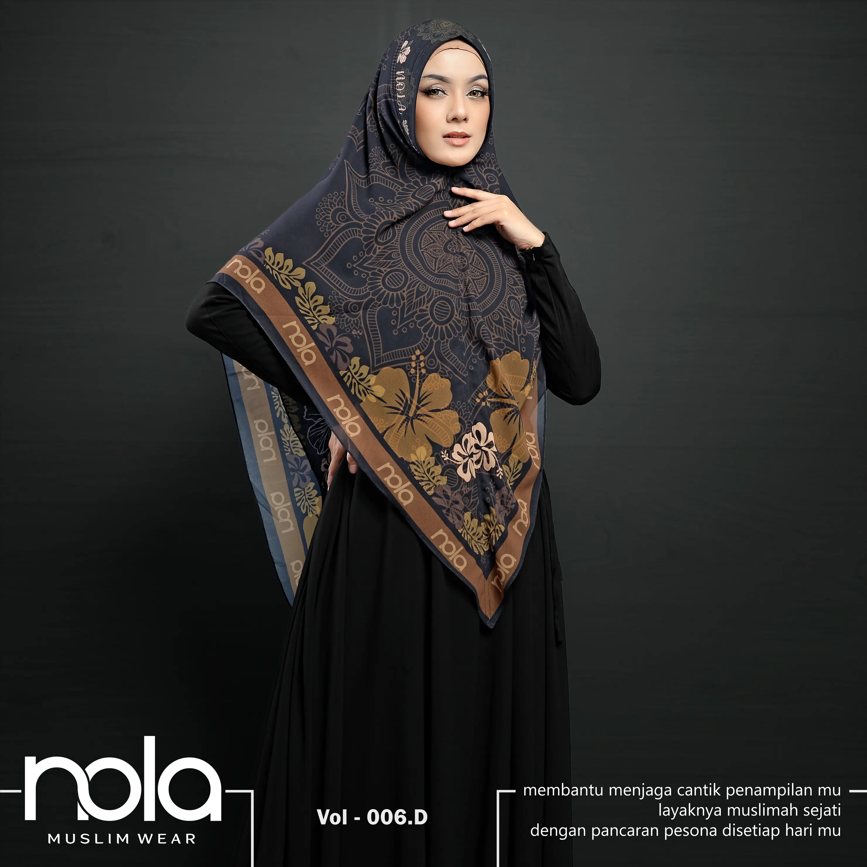 NOLA - Khimar Printing sultan Motif Flower Vol 06 Hijab instan 2layer ceruty Ceruti Layer Muslim Kerudung