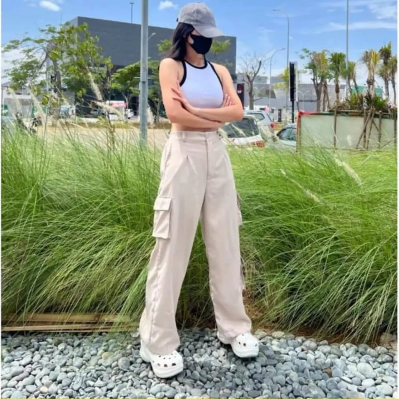 Celana Cargo Wanita Highwaist Premium Jumbo Cargo Pants Wanita Panjang Kulot Nyaman Katun Dewasa Crinkle Loose Casual Bawahan