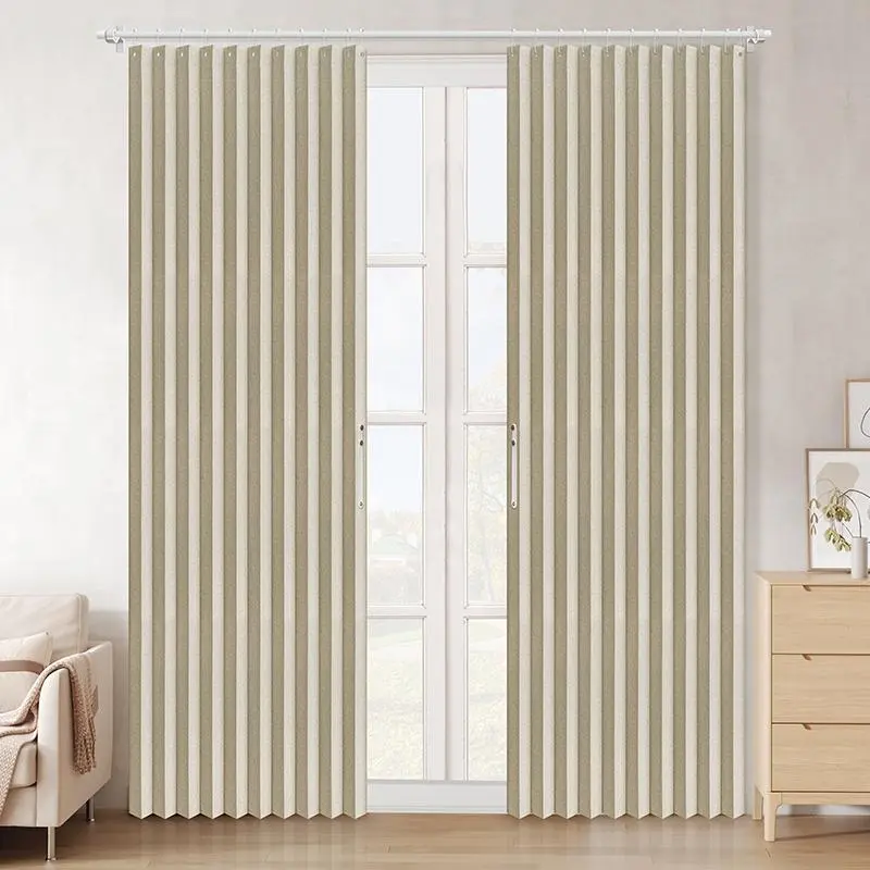 Blackout Folding Door Curtain, 1 Count Vertical Louver Door Curtain, Home Decoration Curtain for Living Room Bedroom Corridor