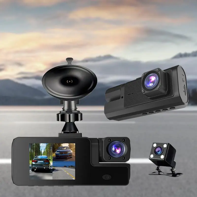 1080P Car DVR, Car Driving Recorder with 2.0-inch IPS Display & Loop Recording, Front & Interior & Rear Cameras, Compact & Independent Design Car Camera, Vehicle Accessories, Automotive Dashcam