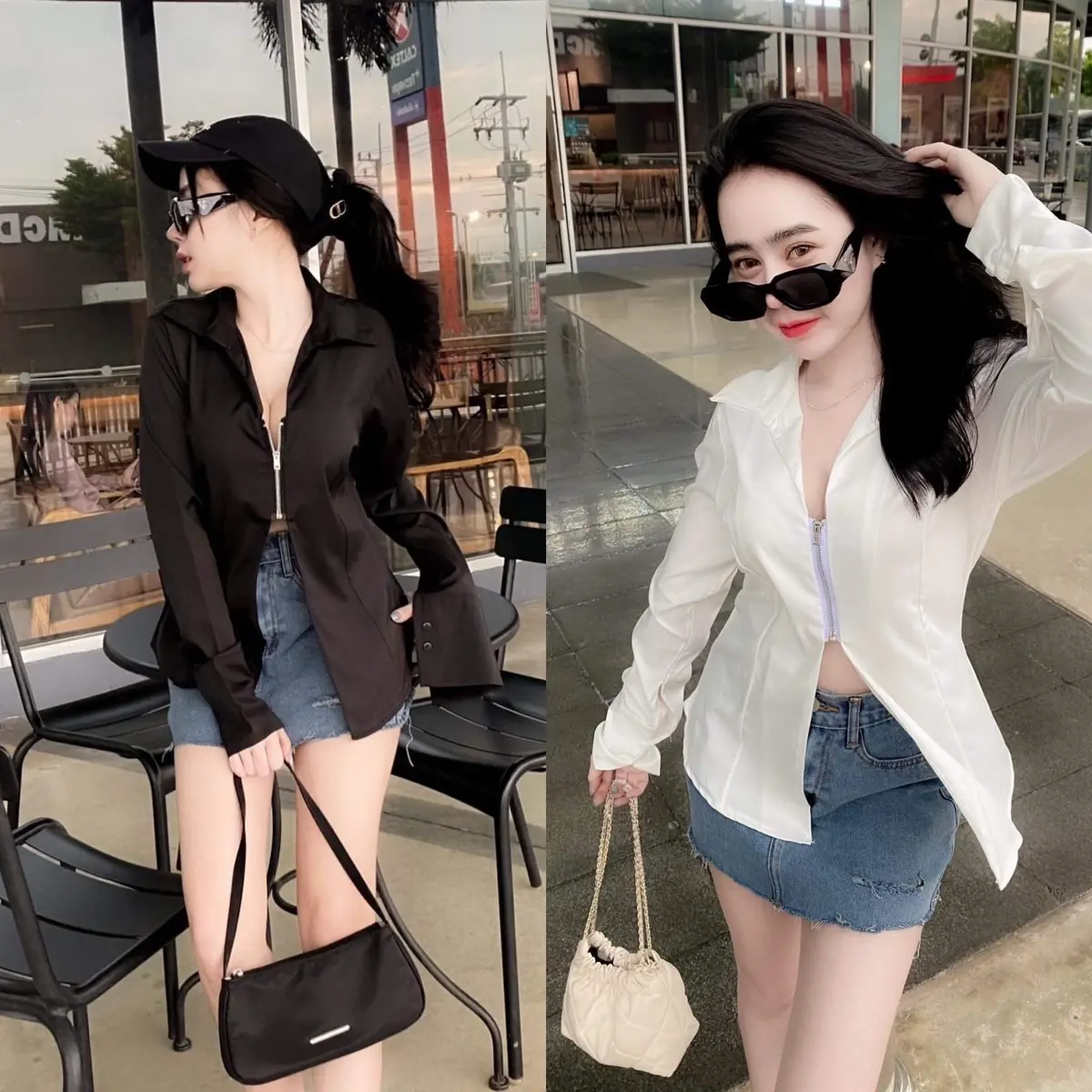 เชิ้ตซิปครึ่งตัว(ซค1) ผู้หญิง Lady Clothing